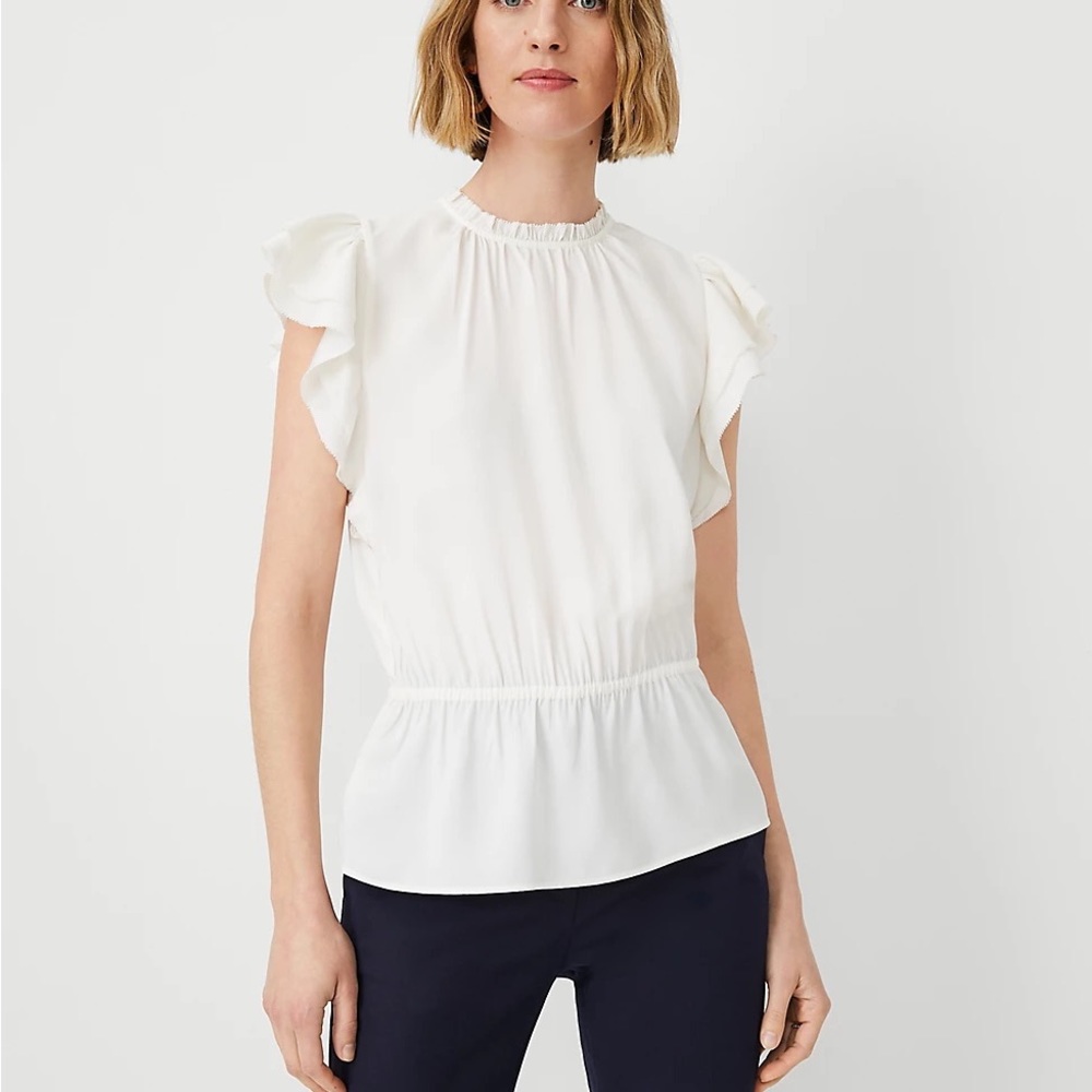 Ann Taylor Ruffle Flutter Sleeve Top